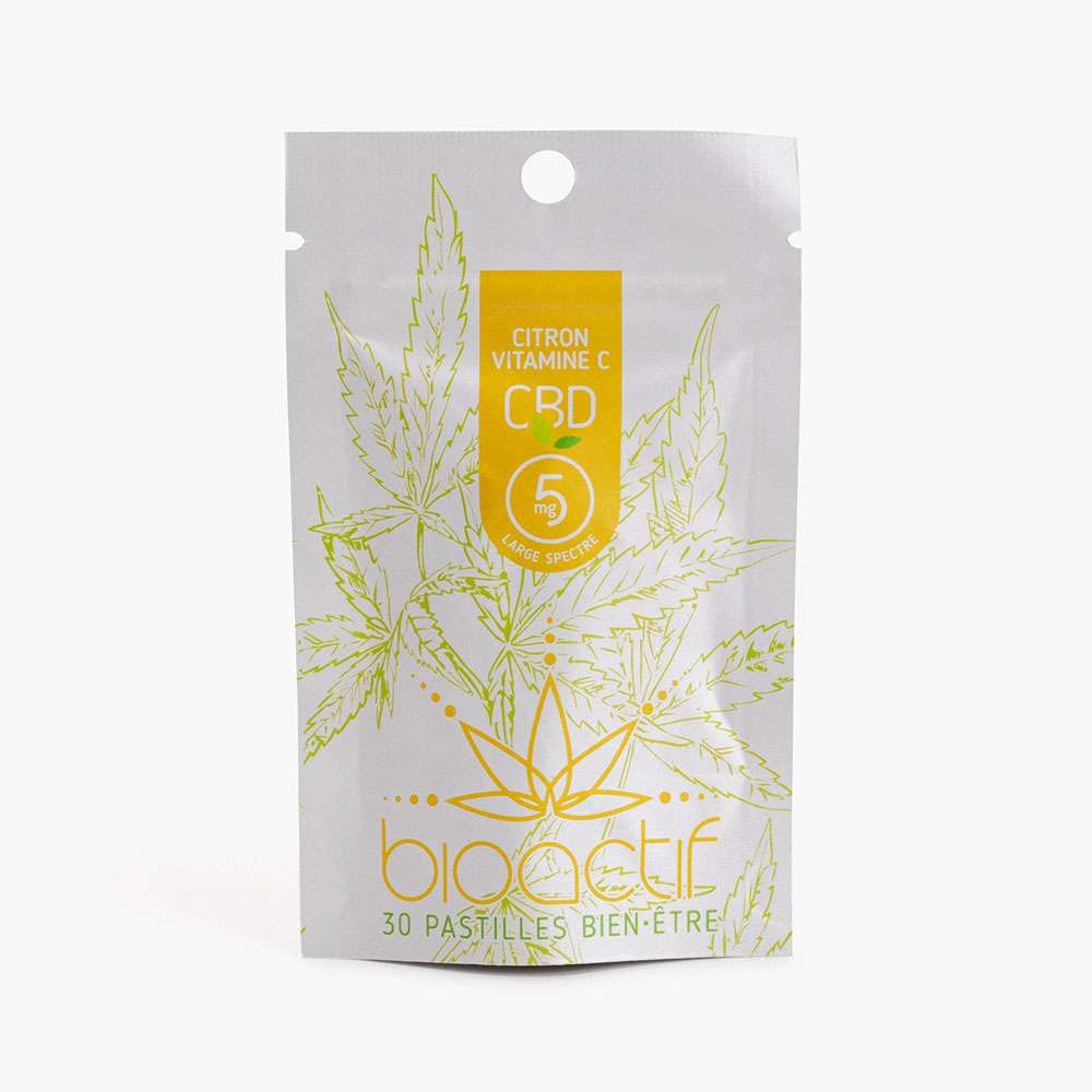 Bioactif Pastilles biologiques de CBD (30 x 5mg) - Citron Vitamine C : 30*5 mg de CBD