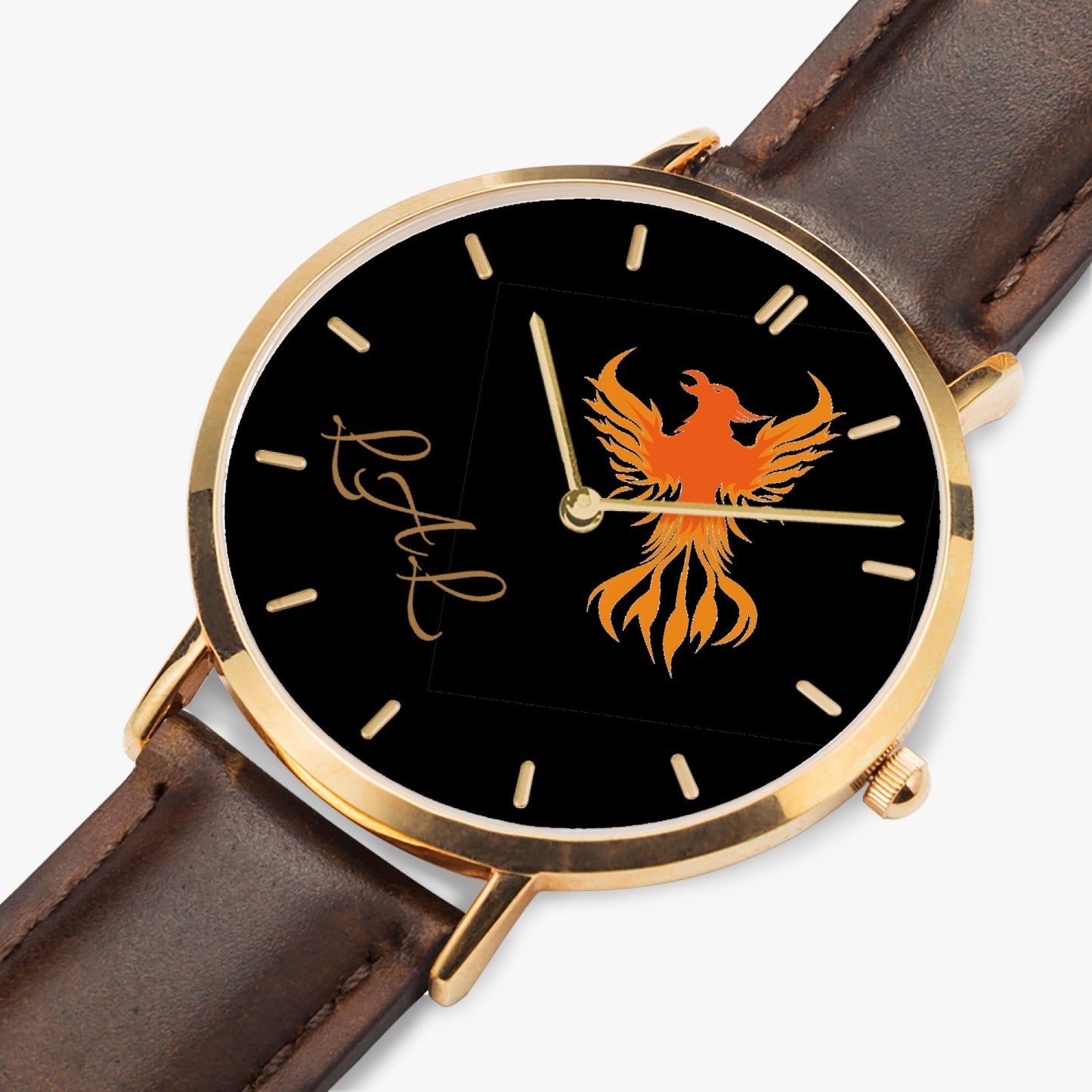 montre a quartz avec bracelet en cuir LAL Phoenix noir