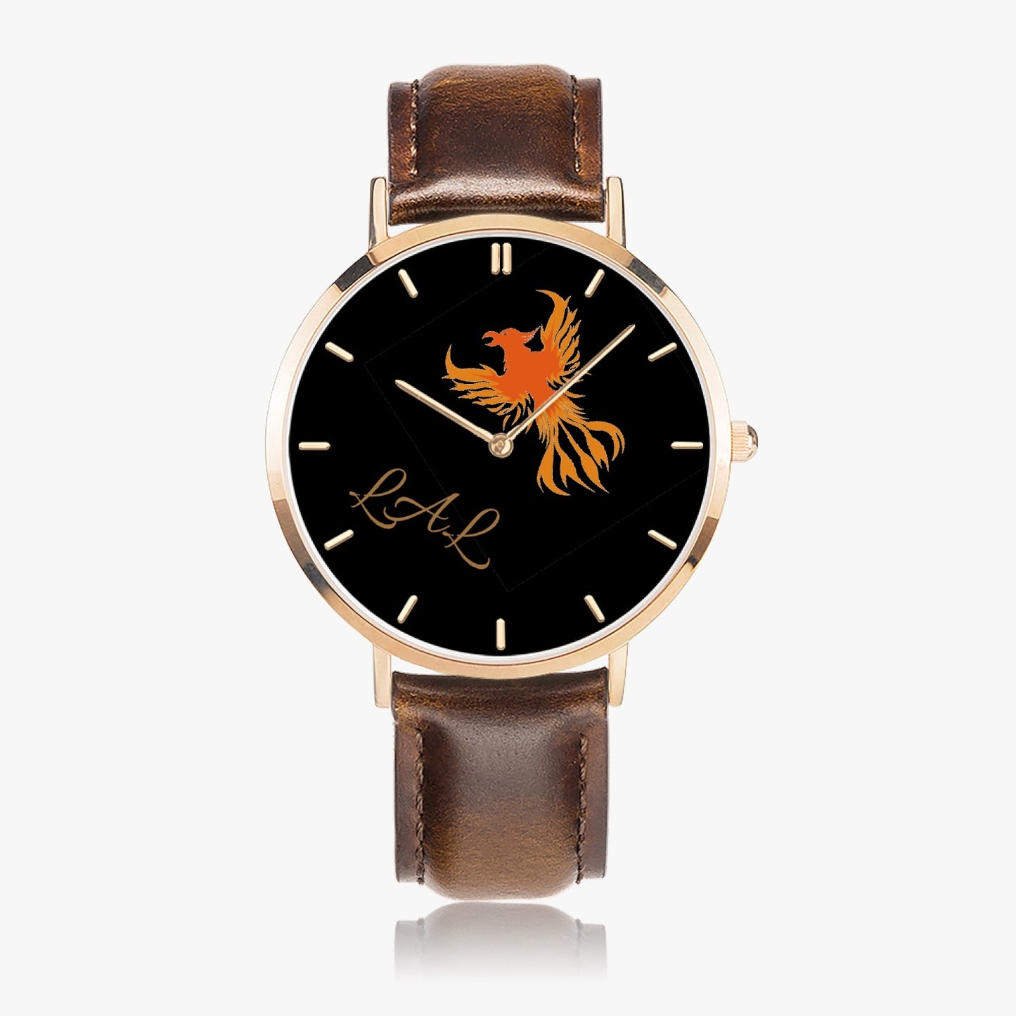 montre a quartz avec bracelet en cuir LAL Phoenix noir