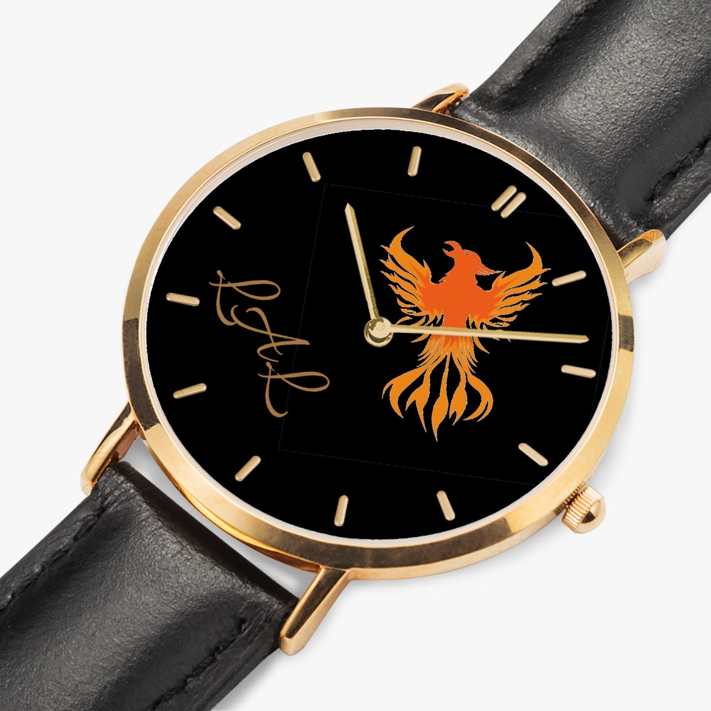 montre a quartz avec bracelet en cuir LAL Phoenix noir