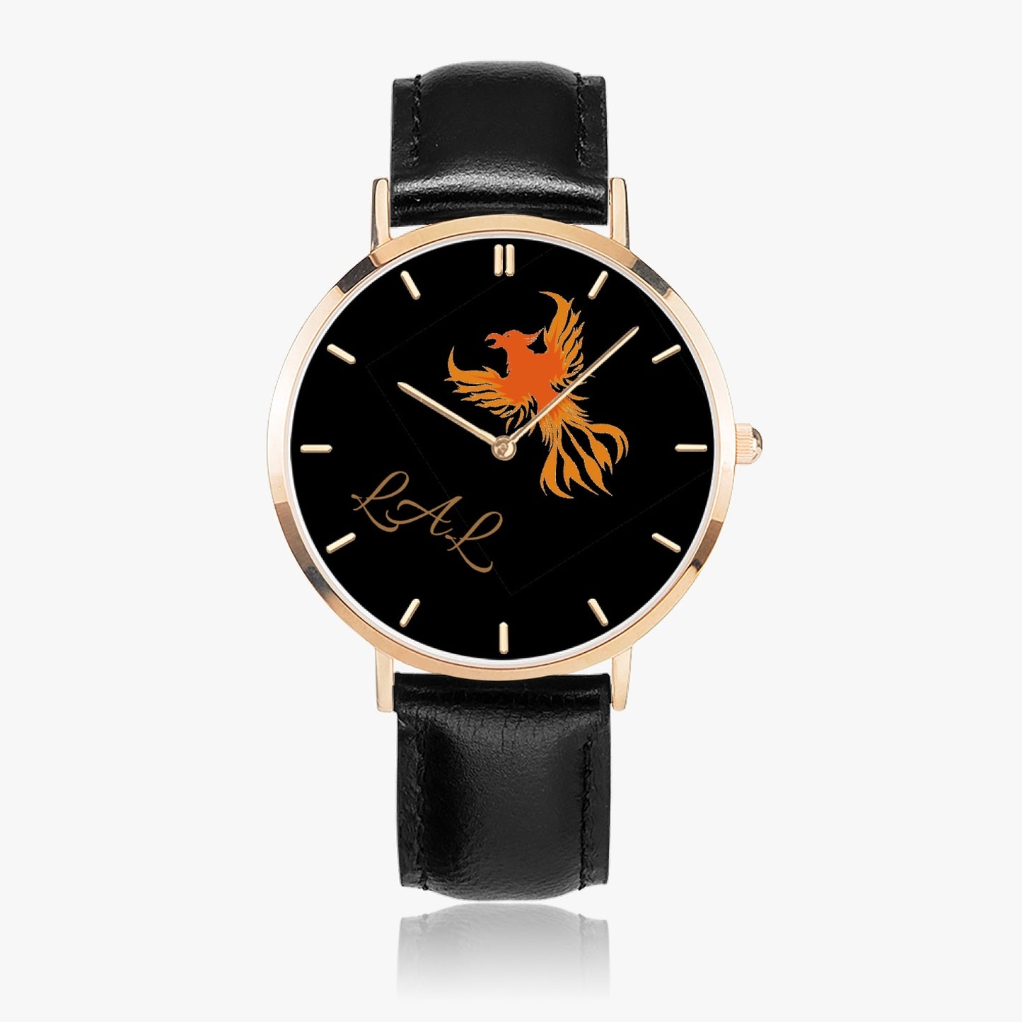 montre a quartz avec bracelet en cuir LAL Phoenix noir