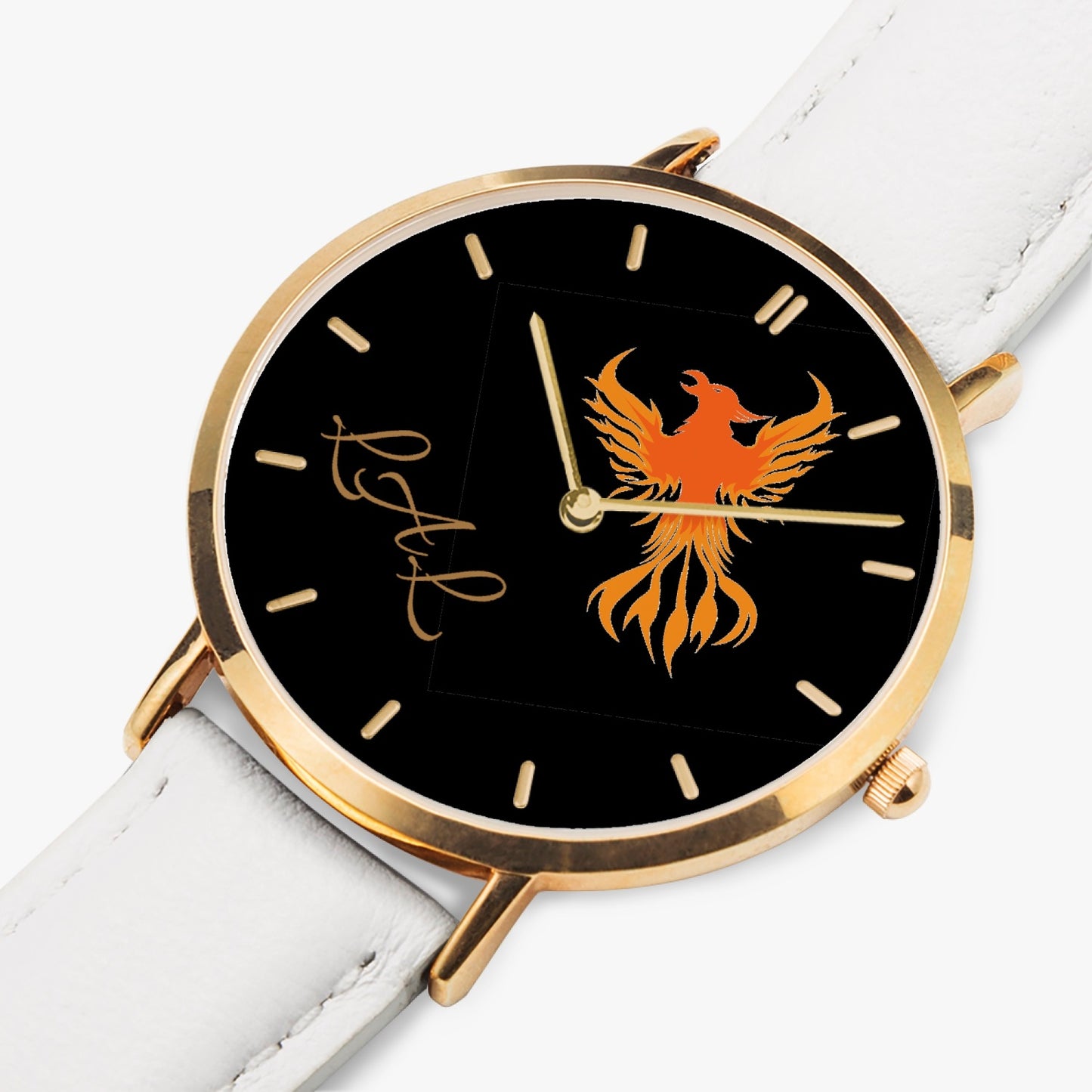 montre a quartz avec bracelet en cuir LAL Phoenix noir