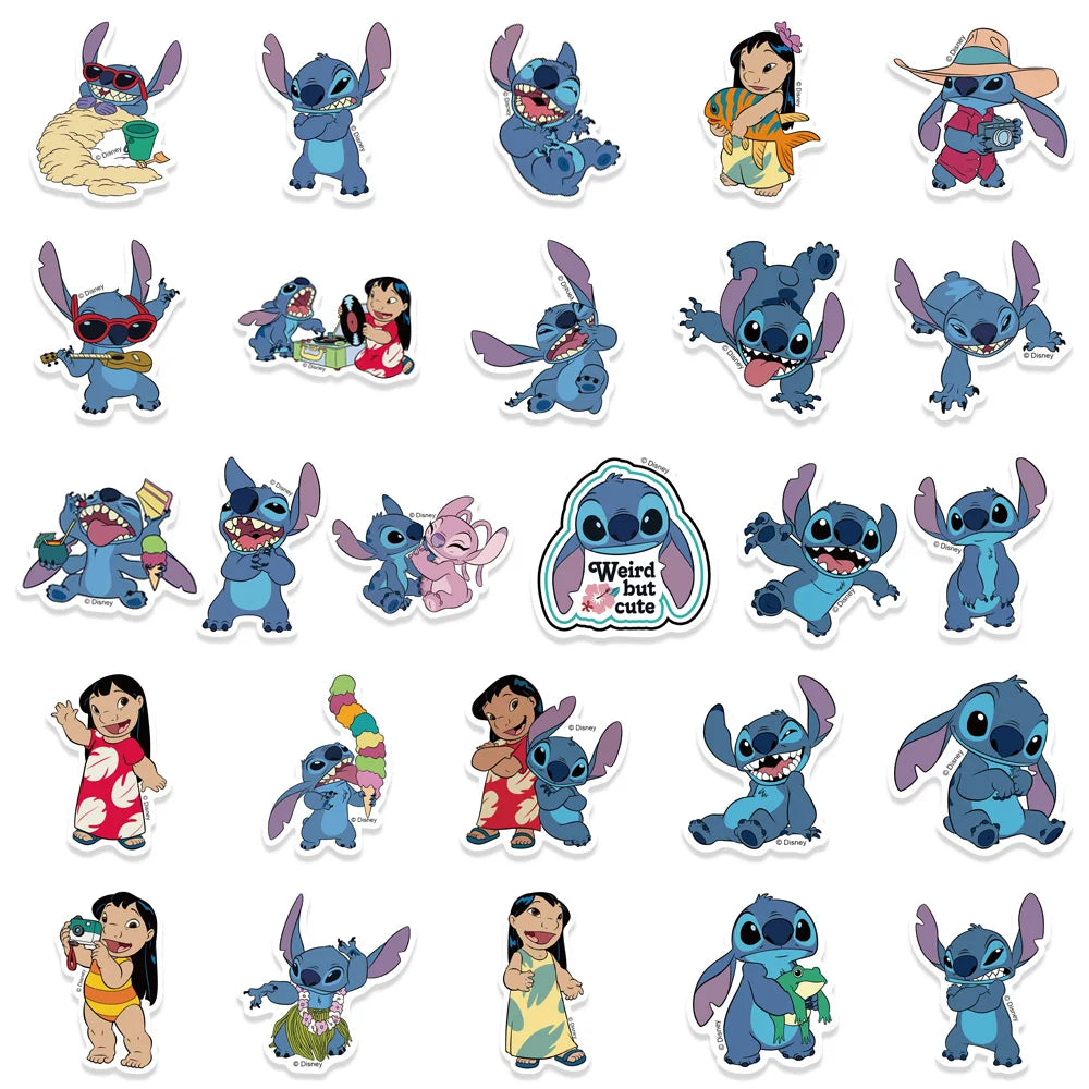 51PCS  Cute Cartoon Lilo & Stitch Stickers DIY Diary Laptop Luggage Skateboard Graffiti Decals Fun Classic Toy