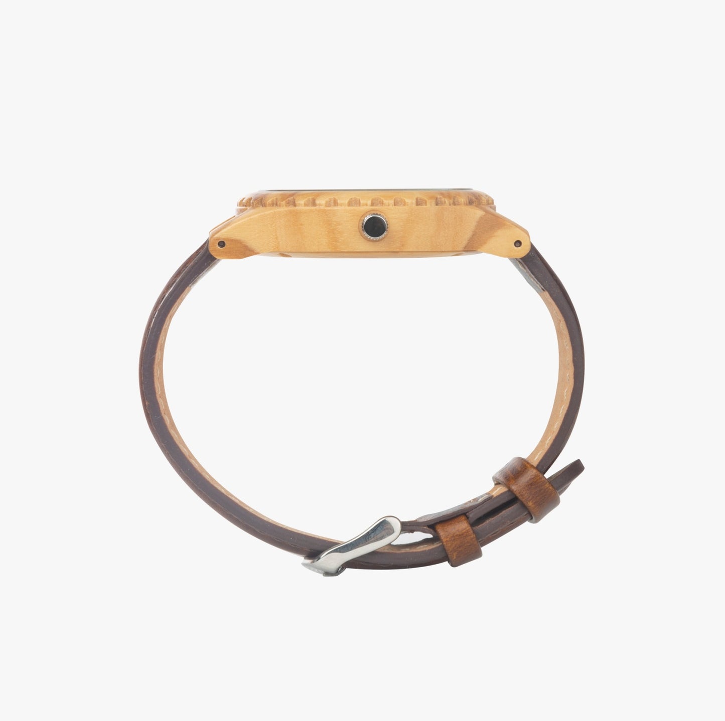 Montre en bois d'olivier italien et bracelet en cuir LAL