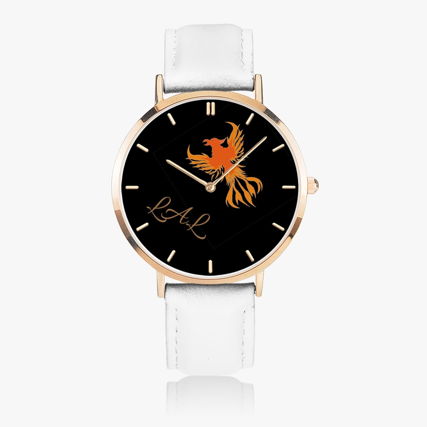 montre a quartz avec bracelet en cuir LAL Phoenix noir